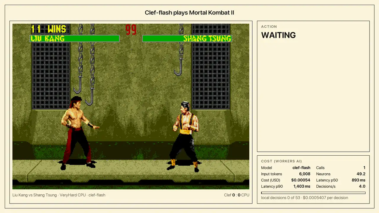Clef-flash beats the VeryHard Shang Tsung with 12 health left